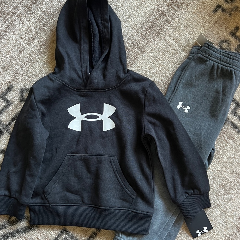 Under Armour Black Hoodie & Gray Jogger Kids Matching Set